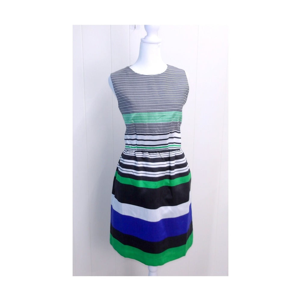 The Limited Striped Sleeveless Dress Black White Green Blue Women's 8 /#7230 - Picture 3 of 6